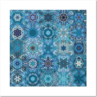 Snowflakes Blue Pattern Posters and Art